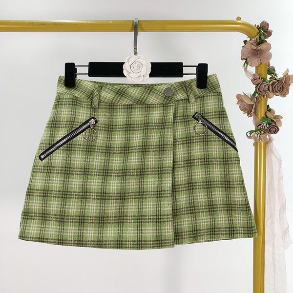 

skirts 2021 wild temperament high waist blue plaid skirt, Black
