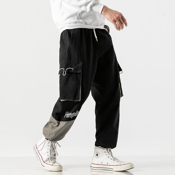 

men's pants autumn hip hop joggers men/women harem multi-pocket sweatpants streetwear casual mens cargo drop 9leq, Black