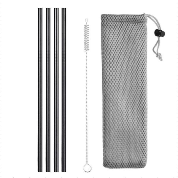 

drinking straws reusable straw metal 4/8pcs 304 stainless steel set