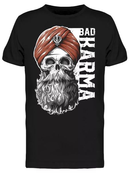 

human skull in turban tee men's -image by shutterstock, White;black