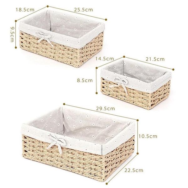

storage baskets 3pcs handmade rattan household items fruit debris laundry finishing willow basket s m l