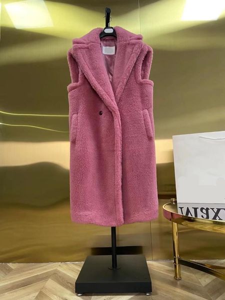 

women's vests 2021 winter teddy vest coat bear real wool fur women thicken oversize female, Black;white