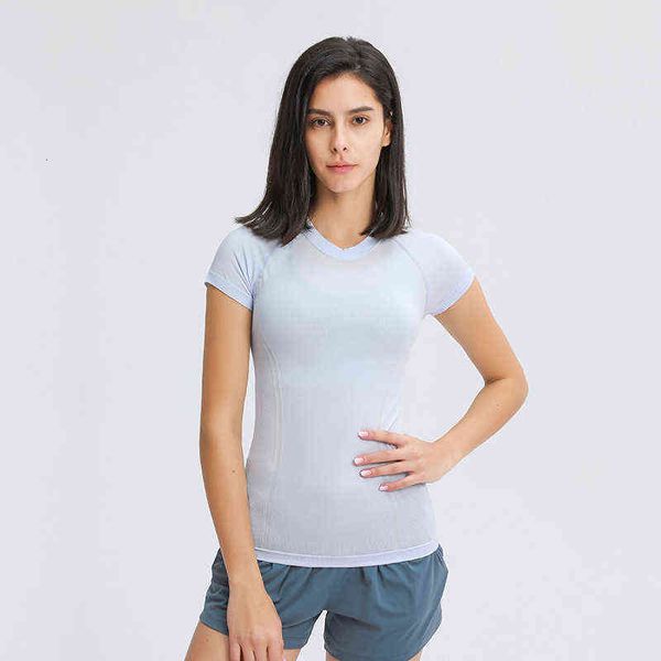 

women's jackets 2021 spring and summer round neck slim fit solid color yoga short sleeve women's elastic fast drying fashion sport, White