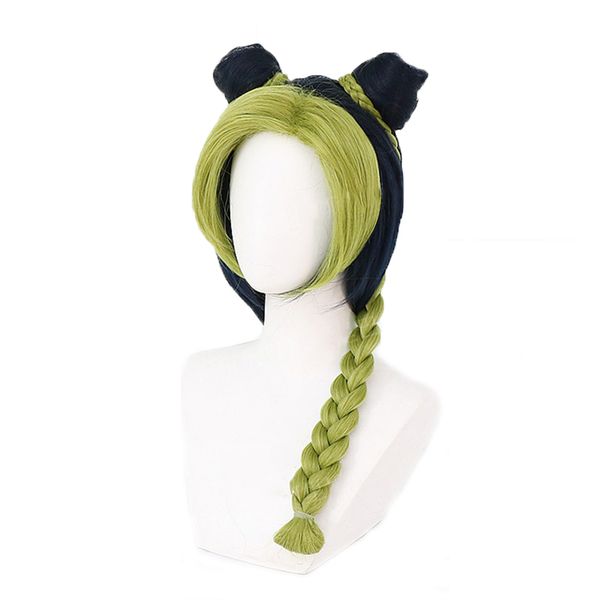 

jojo's bizarre adventure golden wind jolyne cujoh kujo wigs peluca anime jojo no kimyou na bouken cosplay wigs with buns braids, Black