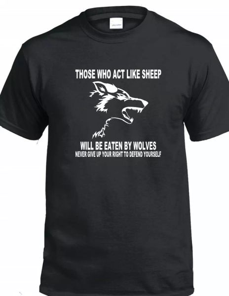 

those who act like sheep eaten by wolves t-shirt second amendment gun rights, White;black