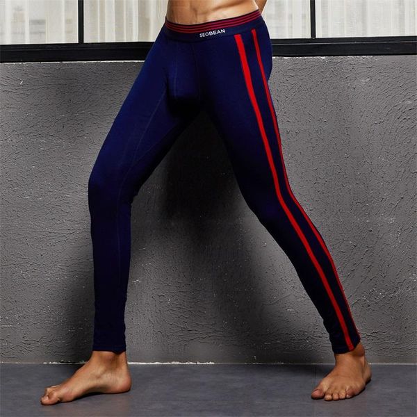

men's thermal underwear mens long johns striped leggings hombre warm underpants male sport pants ropa termica, Black;white