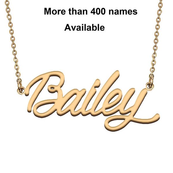

chains cursive initial letters name necklace for bailey birthday party christmas year graduation wedding valentine day gift, Silver