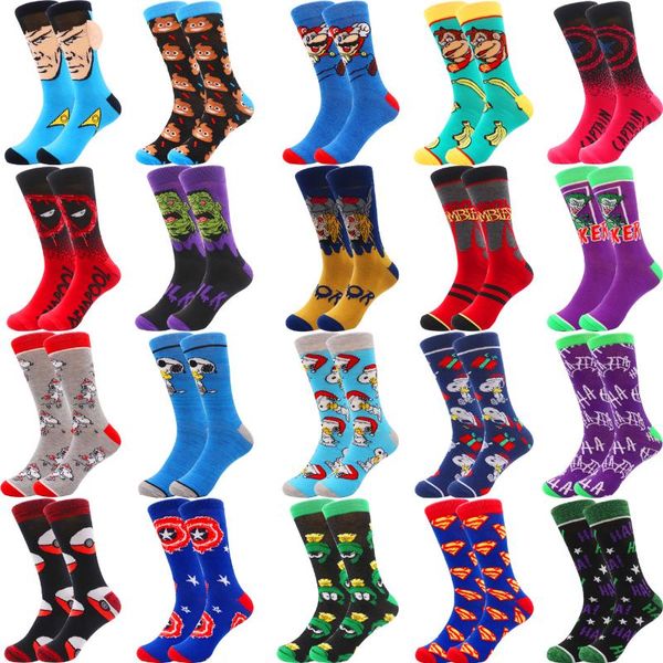 

men's socks style fashion funny women's personality anime cartoon cotton sewing pattern, Black