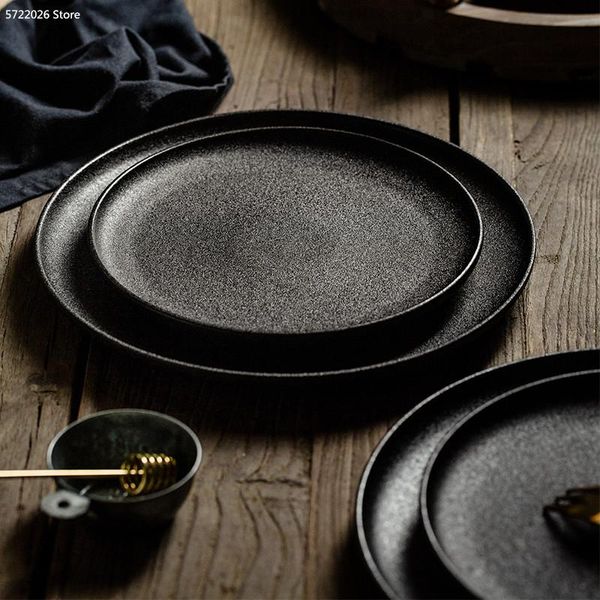 

dishes & plates steak dinner plate western ceramic square household black creative japanese breakfast disc beef cutlery
