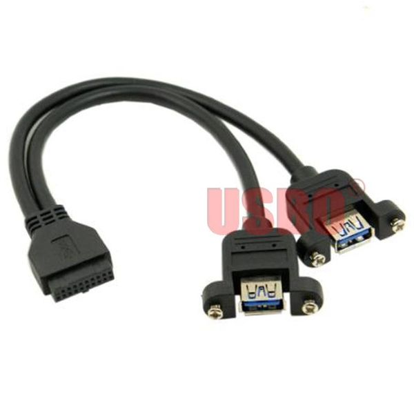 

audio cables & connectors supply black 25cm usb3.0 data cable one-into-two motherboard 20 pin male to female 2 convertor with/without screw