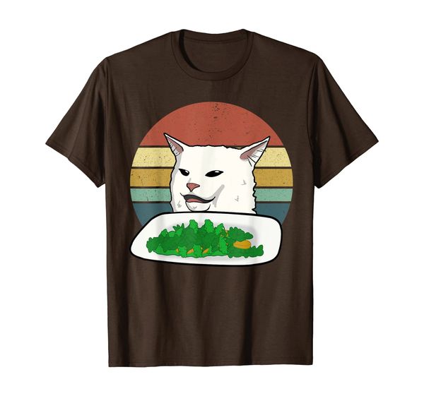 

smudge cat doesn't care for salad funny t shirt t-shirt, White;black