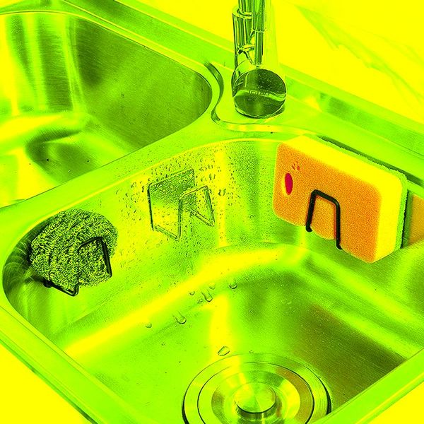 

1pc 304 stainless steel sponges holder self adhesive drain drying rack kitchen organizer sink accessories hooks & rails