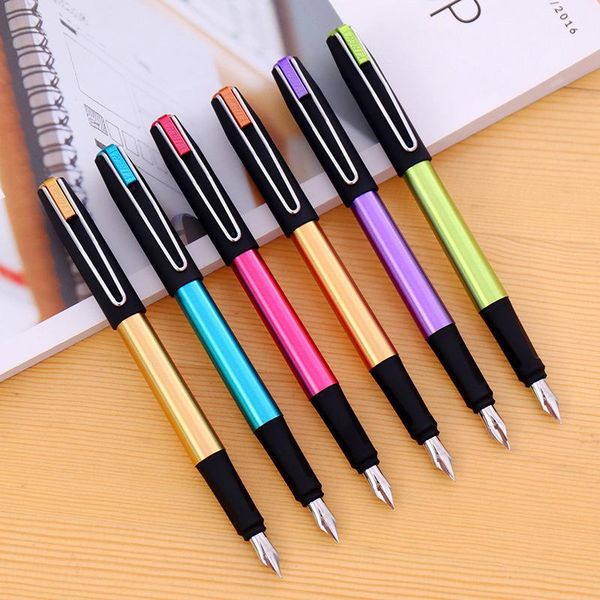 

fountain pens colorful plastic pen ink nib 0.5cm ef kawaii vulpen pluma stationery school office writting signature 03877