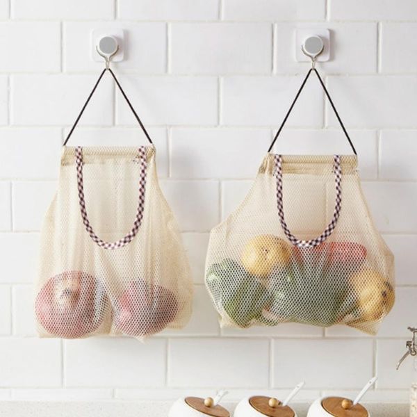 

storage bags cotton mesh vegetable produce bag reusable organizer shopping tote