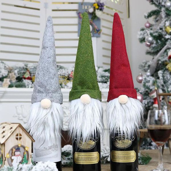

christmas champagne bottle cover faceless doll wine bottles covers for xmas decorations reusable wines gift bags hh9-2602