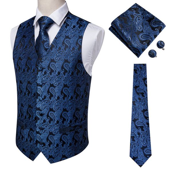 

hi tie set men's vt, 100% silk et, dark blue jacquard, for wedding, Black;white