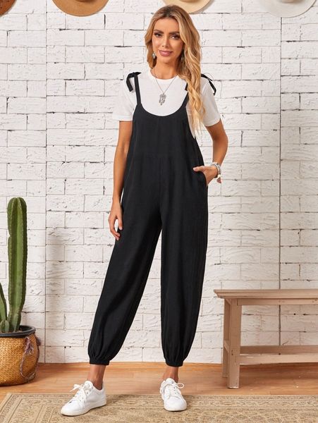 

emery rose tie shoulder cami jumpsuit 25ho#, White