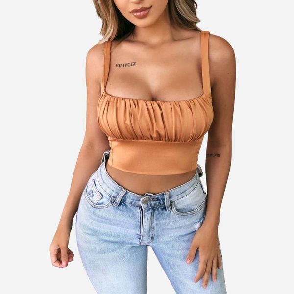 

ms condole belt vest women's casual solid tank blouse sleeveless summer crop shirt cami blouses & shirts, White