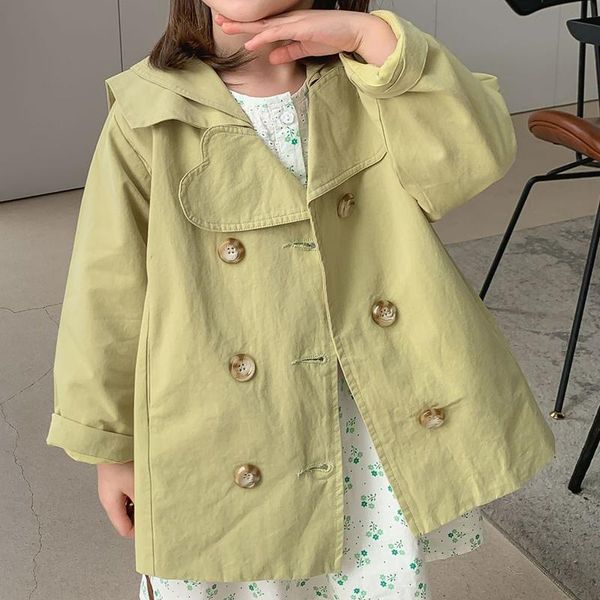

coat children's clothing spring autumn girls windbreaker jacket korean style double collar kids clothes outerwear, Blue;gray