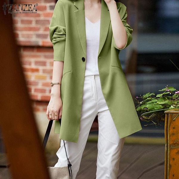 

women's suits & blazers 2022 stylish women full sleeved blazer casual shoulder pad summer workwear button outwear solid coat femme cl, White;black