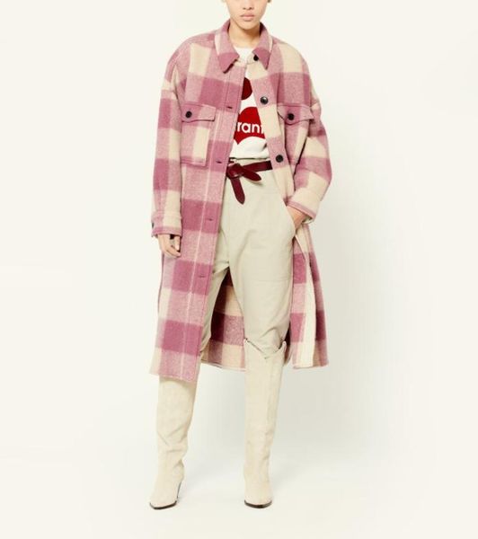 

women's wool & blends 2021 autumn and winter color big profile coat retro plaid blue long, Black