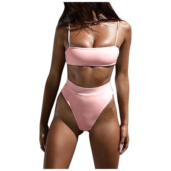 

women's swimwear women vintage swimsuit beach suit ladies fashion bikini three-point solid color split set, White;black