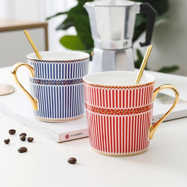 

mugs bone china ceramic luxury couple simple mug creative large capacity water cup with spoon