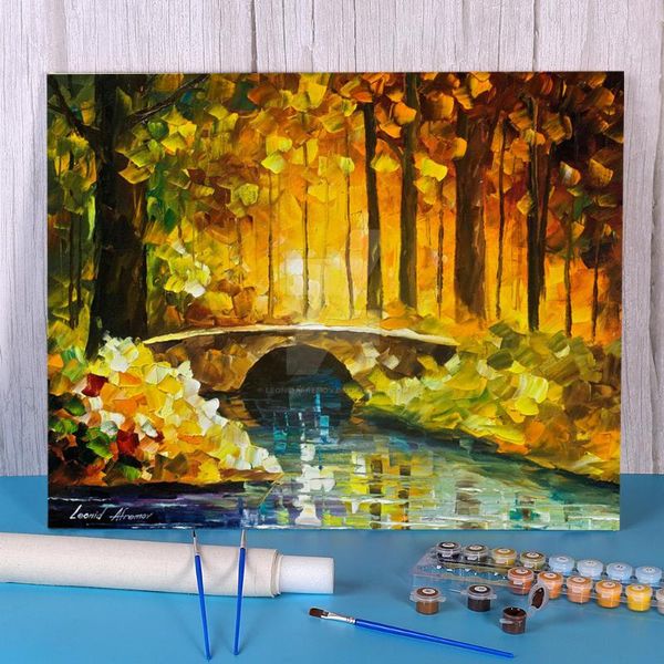 

paintings morning bridge diy painting by numbers kit acrylic paints 50*70 oil decorative for kids art