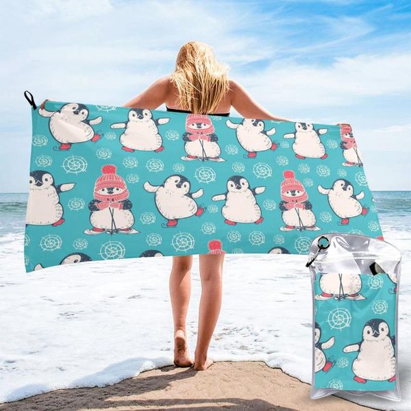 

ultralight compact quick drying towel cute christmas penguins microfiber camping hiking hand face outdoor travel kits