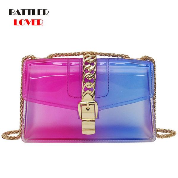 

evening bags transparent color handbags for women 2021 sequined design shoulder female pvc crossbody flaps ladies fashion chains purses
