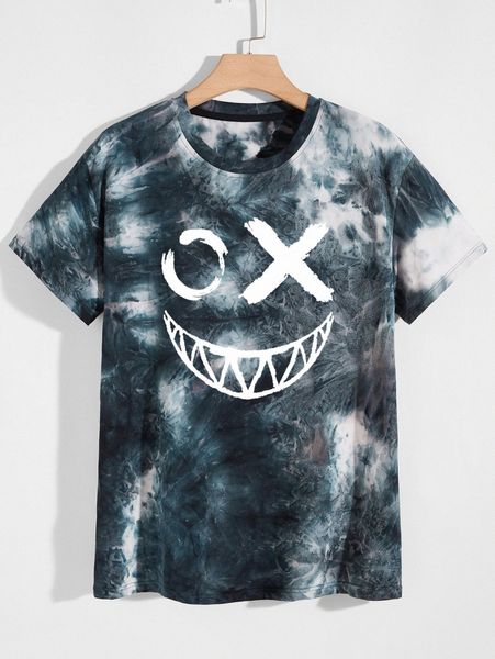 

men tie dye and cartoon graphic tee 79le#, White;black