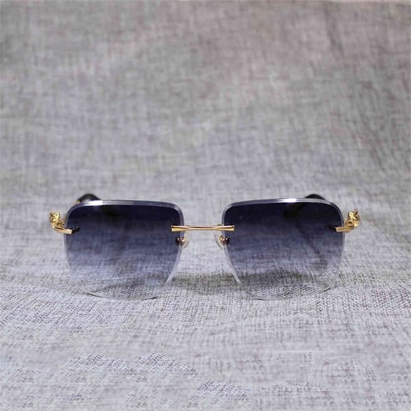 

70% off clearance online vintage rimless oversize sunglasses men oculos leopard style square metal shade cutting lens gafas women for outdoo, White;black