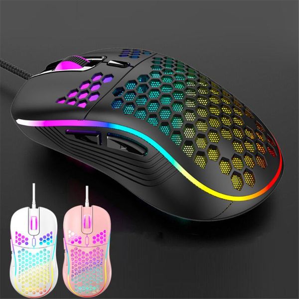 

mice usb wired lightweight gaming mouse rgb backlit with 6 buttons 7200dpi honeycomb shell for pc lapcomputer