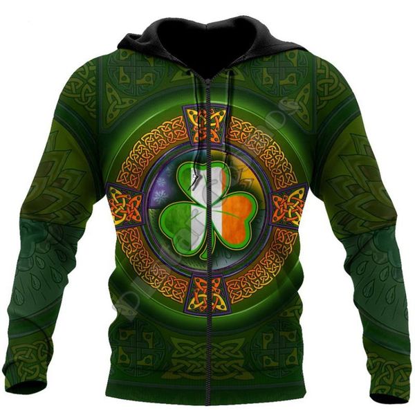 

men's hoodies & sweatshirts plstar cosmos 3dprint ireland clover irish st.patrick funny men/women harajuku streetwear hoodies/zip hoodi, Black