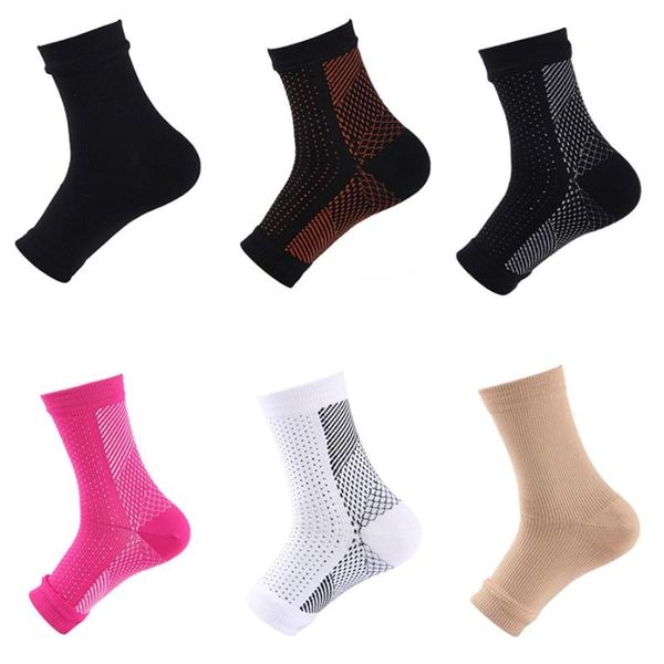 

ankle support compression sock anti fatigue foot sleeve sports running cycling basketball socks brace v, Blue;black
