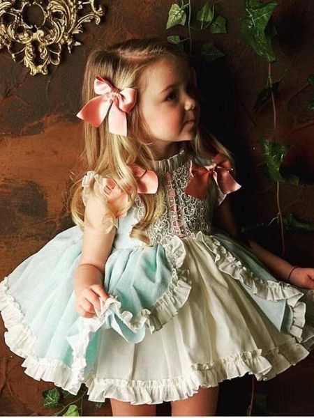 

girl's dresses custom lolita dress eid spanish princess cotton short sleeve kids for girls party classic, Red;yellow