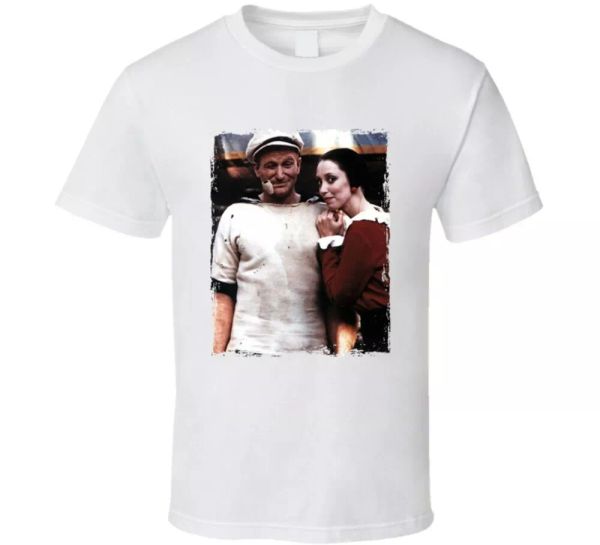 

popeye robin williams shelley duvall movie fan t shirt, White;black