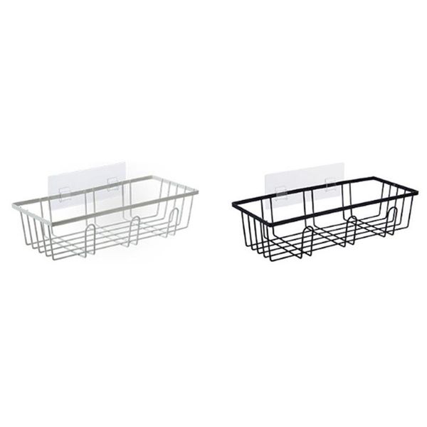 

2pcs bathroom shelf storage rack organizer shower wall adhesive no drilling iron kitchen shelve baskets