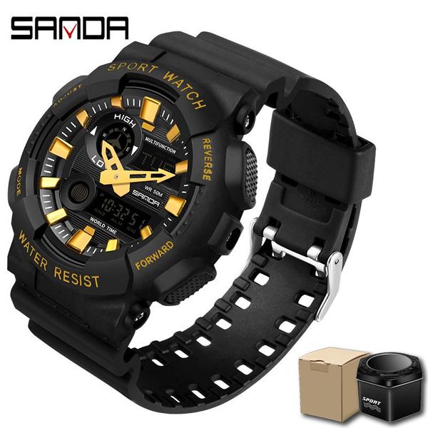 

men's watch quartz digital dual display watches women men waterproof military sports reloj hombre wristwatches, Slivery;brown