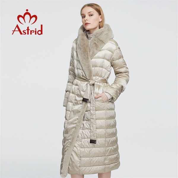 Abrigo de mujer de invierno Astrid, chaqueta parka larga y cálida con capucha de piel de conejo, tallas grandes, ropa femenina, diseño ZR-7518 211018