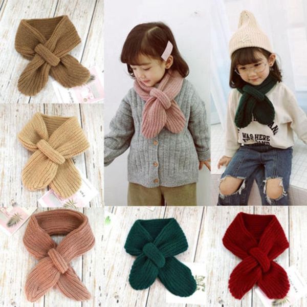 

scarves & wraps boy girl baby winter warm color scarf knitting wool children neck warmer, Red;brown