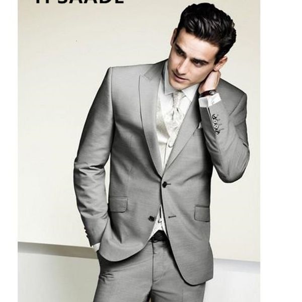 

men's suits & blazers classic custom cut made two grey buttons groomsman suit (jacket + pants tie) 415u, White;black