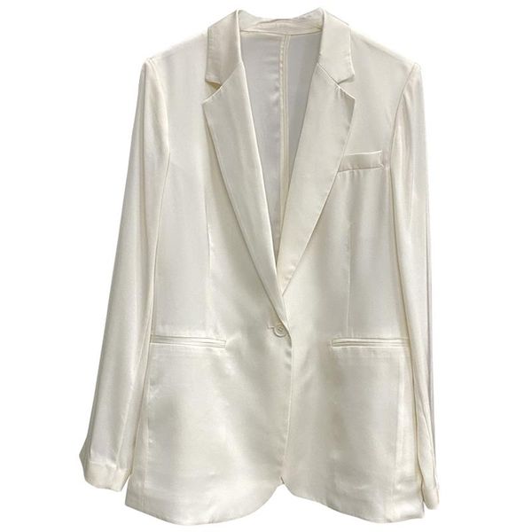 

women's suits & blazers 22 mm 100% silk suit women coat summer cool fashion ol white black without lining spring office lady jacket