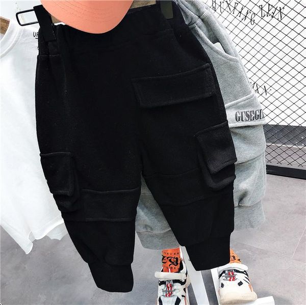

toddler boys casual pants autumn spring kdis fashion solid pocket cargo for boy 2-8 y child arrival trouser baby jeans, Blue