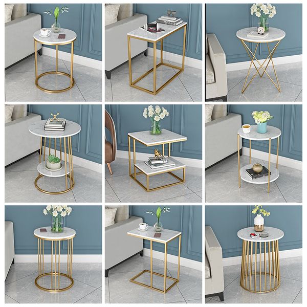 

northern europe light luxury marble tea simple living room sofa side corner several single double deck small round creative bedside table
