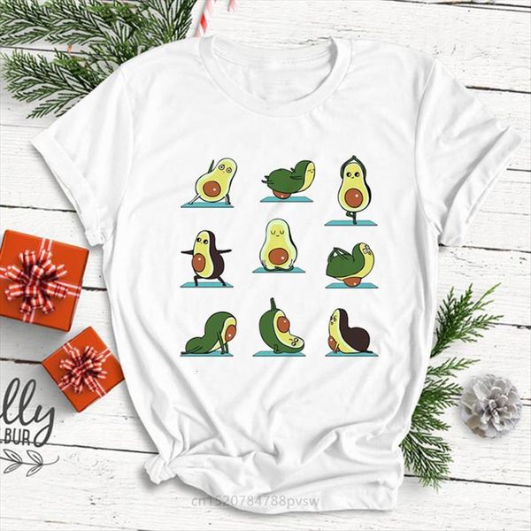 

funny yogaed avocado printed summer womens t shirts fashion 90s ullzang harajuku cropped shirt, White
