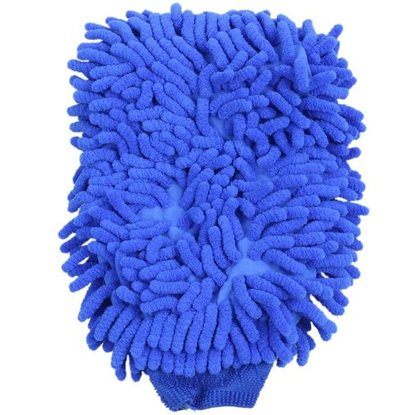 

2x premium microfiber chenille super absorbent wash and wax glove, car mitts (blue) glove