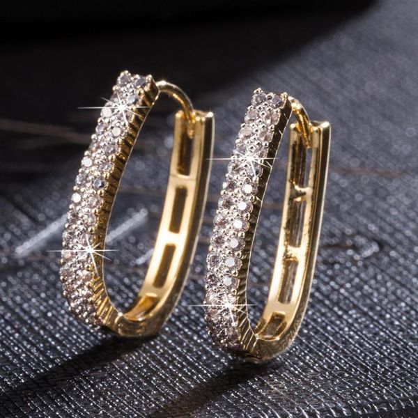 

hoop & huggie fashion shiny zircon earrings for women brincos earring zirconia argola boucle d'oreille jewelry, Golden;silver