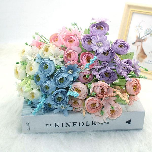 

bouquet camellia artificial peony rose flowers silk fake flores wedding flower diy home garden party decoration decorative & wreaths