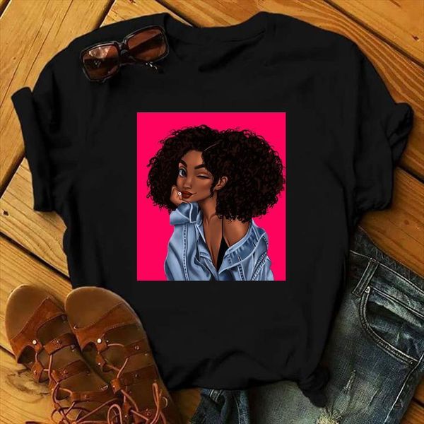 

zogankin female summer fashion men t shirts short sleeve tshirts cool melanin black girl graphic printed shirt casual tee, White;black
